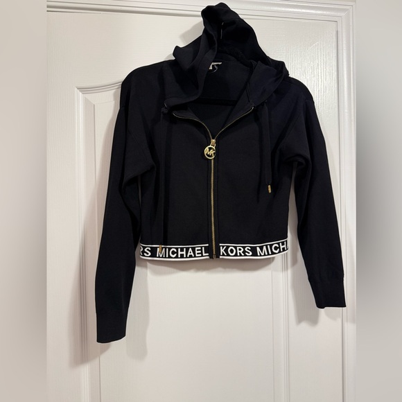 Michael Kors Black Bomber Jacket with Gold Zipper - Picture 1 of 6